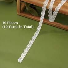10条/包 - 共10码白色蕾丝花边，扇形蕾丝滚边缝纫蕾丝丝带，适用于工艺品、连衣裙、礼品包装、婚礼、家居装饰、鞋带、计划本、返校季、派对、用途广泛、节日 - 彩色 - 查看 10