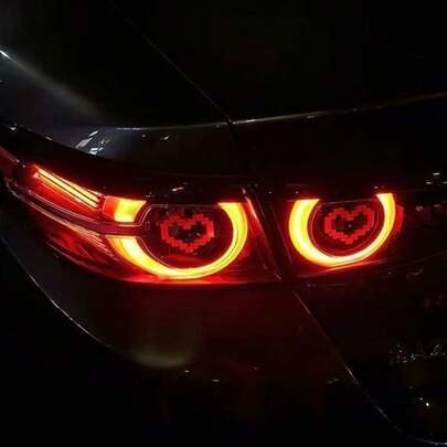 Pixel Heart Shaped Car Tail Light Sticker, Universal Tail Light & Headlight Decal, Car Exterior Decoration Sticker