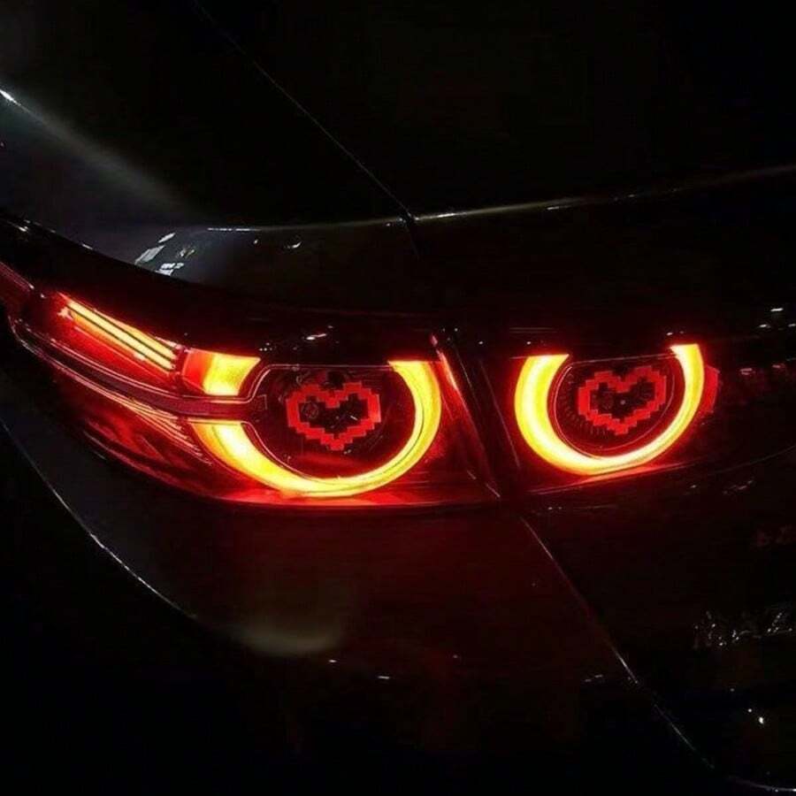Pixel Heart Shaped Car Tail Light Sticker, Universal Tail Light & Headlight Decal, Car Exterior Decoration Sticker