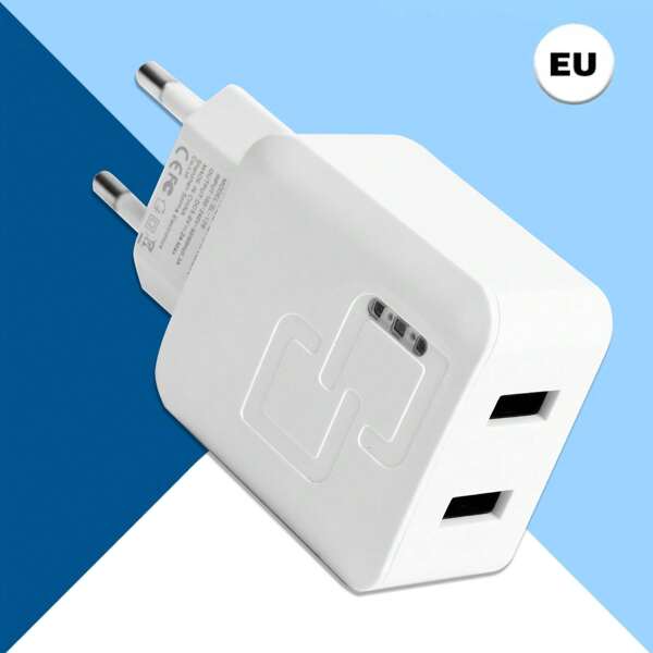 So Emma 2-Ports USB Charger Wall Charger, Multi USB Power Adapter For IPhone, Android Phones, Mobile Phones, Cameras And MP3 Etc EU Plug, Space Saving, Travel Power Supply
