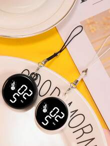 1 件女士圆形 LED 数字挂表电子表，适合节日礼物和日常佩戴 - 彩色 - 查看 3