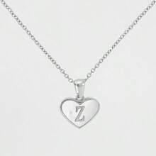 1pc Personalized Heart-Shaped White Shell Initial Necklace Stainless Steel Non Tarnish Women Letter Necklace