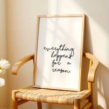 1pc Inspirational Quote Canvas Art - "Everything Happens For A Reason" - Modern Minimalist Wall Decor For Living Room, Bedroom, Kitchen, Office, Cafe, Dorm, Hallway - Positive Mindset Poster, Unframed, White Background With Black Lettering, Indoor Vertical Wall Art, Indoor Decoration | Clean Design