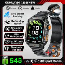 GUHUAVMI 男士户外运动智能手表，2.01 英寸 GPS 定位智能手表，LED 手电筒，540mAh 大电池，无线通话功能，GPS 轨迹，防水，100 多种运动模式，指南针，海拔和气压，天气预报，心率，睡眠监测，健身追踪器，方形设计首选 - 彩色 - 查看 15
