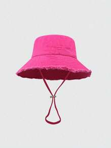 Raw Hem Bucket Hat Letter Label Basin Hats Stylish Versatile Lightweight Fisherman Hats(NA&AN Random Letters) -1
