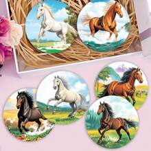 1 set/4 pièces/6 pièces de dessous de verre en boue de diatomées à motif cheval, dessous de verre à fleurs pour café, décorations multi-occasions pour maisons et restaurants, cadeaux de fête, décorations de table, décorations quotidiennes, décorations de fête à thème.