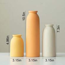 Juego de 3 jarrones decorativos de cerámica de 10.4 pulgadas, estilo bohemio moderno escandinavo, decoración del hogar de estilo campestre moderno blanco (mezcla de café) - Mezcla naranja - Ver 1