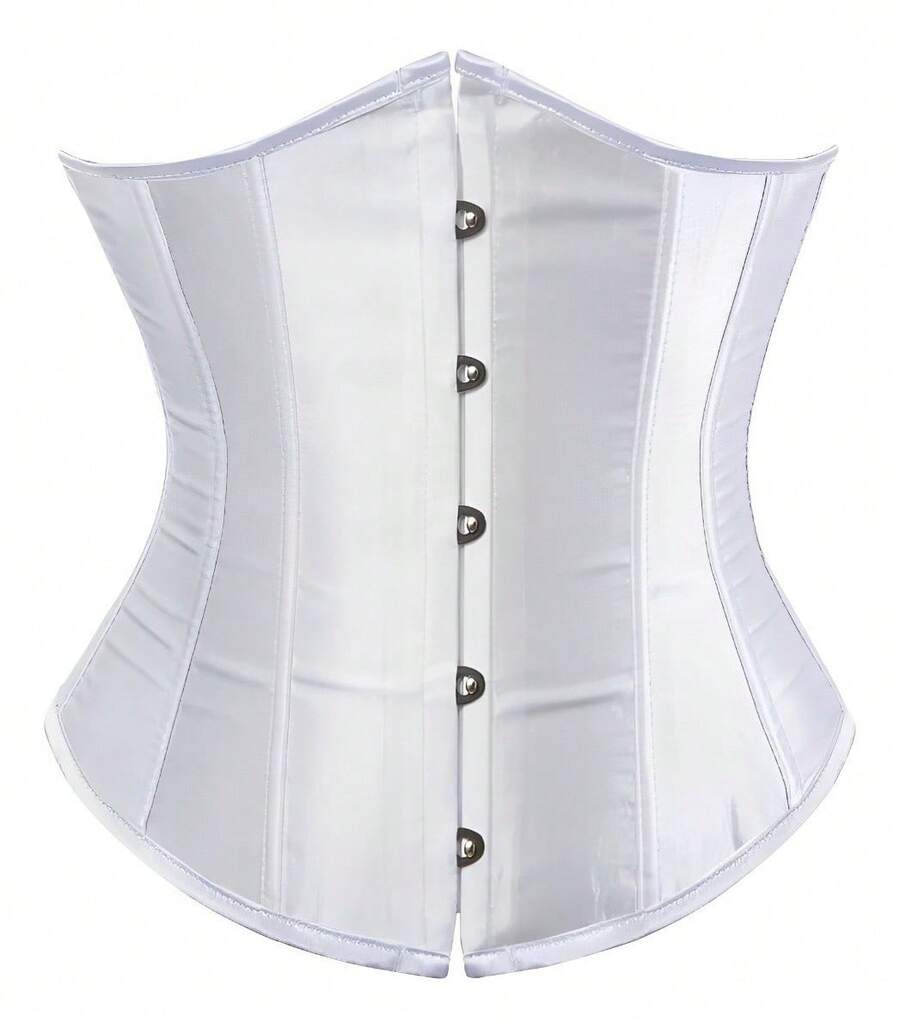 Satin Underbust Corset Waist Slimming Shaping Belt Tightlacing - 白色 - 查看 1