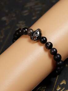 Brazalete de casco de hombre, brazalete de gladiador espartano, brazalete de guerrero de piedra natural ajustable de macramé - pulsera espartana - Ver 2