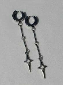 1 对哥特式珠宝十字架星形吊坠耳环朋克饰品铆钉耳环 - 彩色 - 查看 4