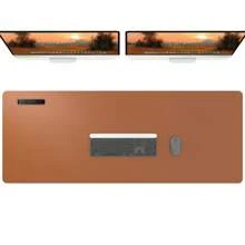 60 x 35 厘米真皮桌垫，真皮鼠标垫，电脑键盘一体式桌垫，大号鼠标垫，笔记本电脑游戏桌垫，高端桌垫，真皮书写学习防污清洁桌面，防滑护眼真皮桌垫，大号鼠标垫，防滑桌垫，防水PU真皮桌面保护垫，书写垫，适用于办公室和家庭（浅紫色）