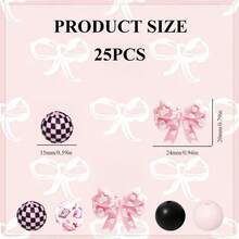 25/28/64pcs Wavy Dot Bow Silicone Bead Set - Perfect For DIY Keychain, Bracelet And Pen Accessories | Multiple Colors And Patterns, Keychain Accessories | Smooth Surface Beads - Beads & Bead Combinations - Bow Series - View 4