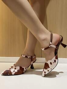 Fashionable Elegant Cow Print Pointed Toe High Heels - Cow - View 2
