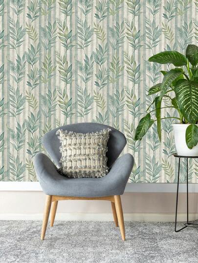 Roll Groen Leaf Gestreepte Peel Stick Wallpaper, Olive Moderne Farmho Self Adhesive Removable Waterproof PVC Material, Home (17.53*118inch) view 5