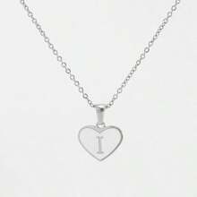 1pc Personalized Heart-Shaped White Shell Initial Necklace Stainless Steel Non Tarnish Women Letter Necklace