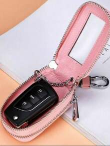 1 件便携式时尚 PU 汽车钥匙包大容量钥匙包双层腰挂式通用拉链钥匙包男女通用钥匙包带钥匙圈和钥匙链包圣诞礼物感恩节女士迷你钱包，教师节、情人节、生日、圣诞节和任何特殊场合的完美礼物 - 彩色 - 查看 7
