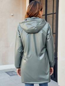 Veste matelassée à capuche décontractée pour femmes Giolshon avec poches, manteau matelassé léger avec doublure en fausse fourrure, convient pour le port quotidien au printemps/automne/hiver - Vert - Voir 3