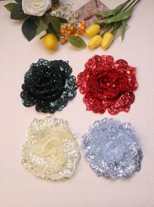 全新手工刺绣 6 层 3D 凸起水晶玫瑰花 DIY 服装、婚纱和礼服饰边