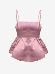 Áo hai dây màu hồng hở lưng, cổ vuông, dây mảnh, viền bèo nhún, thích hợp cho nữ mùa Xuân/Hè 2026, dịp Lễ Tình nhân, Năm mới, Lễ hội, Phong cách đường phố, Sinh nhật, Du lịch, Thường ngày, Kỳ nghỉ, Buổi hòa nhạc, Mùa hè, Mùa xuân. - Hồng - Xem 11