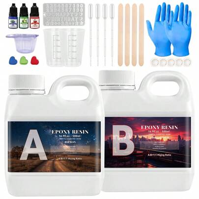 40ml/100ml/200ml/500ml/1000ml Epoxy Resin Kit, 1:1 Fast Curing Resin, Transparent & Odorless, Crystalline Clear, Suitable For DIY Cups, Jewelry Making, Coating, Casting, Christmas & Birthday Gifts