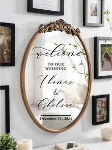 定制“欢迎参加我的婚礼”婚礼装饰水晶转印贴纸，可定制新郎新娘姓名和婚礼日期。定制婚礼座位安排贴纸 - 婚礼标志装饰 DIY 婚礼贴纸 - 座位安排欢迎镜面贴纸 - 彩色 - 查看 5