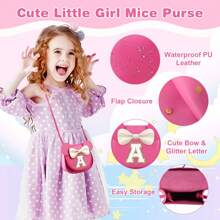 Toddler Purse Gifts For Girls,Personalized Initial Letter Bag Novelty Wallets Mouse Ears Bow Purse Little Girl Purse Kids Wallet Crossbody Bag Toys Birthday Gift For 2 3 4 5 6 7 Year Old Girl