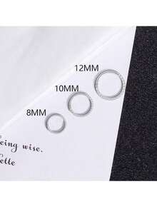 1 件时尚不锈钢扁平氧化锆鼻环，适合男女日常佩戴 - 鋼色 - 查看 2