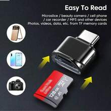 TF卡讀卡機 USB-C轉SD卡讀卡器轉接頭 鋁合金轉換器,黑銀色組,相容於 17/16/15 Pro Max Plus,轉接頭 - 彩色 - 查看 7