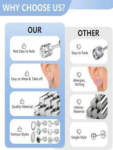 5 件/10 件/21 件/套时尚不锈钢耳钉套装，钛钢水钻高品质耳环套装，适合男女日常佩戴