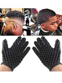 1个黑色海绵卷发手套，造型手套，海绵卷发器美发工具 - 彩色 - 查看 3