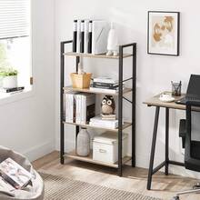 VASAGLE Librería de 4 Niveles, Biblioteca, Estantería para Oficina, Salón, Dormitorio, 30 x 66 x 120, Marrón Rústico y Negro Tinta MLLS60BXV1 HUFI - Greige Mélange + Negro Tinta - Ver 3