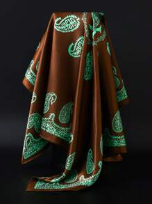 1pc 35.4 Inch Square Scarf, Fashion Printed 90cm Scarf Shawl Neckerchief Luxury Silk Feeling For Women, All Season