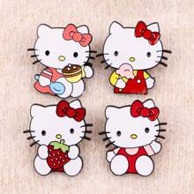Sanrio 4pcs/Set Cute Enamel Pin Lapel Pins Badges On Backpack Women's Brooch Clothes Gift Jewelry Fashion Accessories