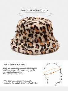 1 件女士豹纹保暖内衬渔夫帽，休闲百搭防风保暖帽，适合返校、学生日常穿着、秋冬秋季服装蓬松 - A - 查看 8