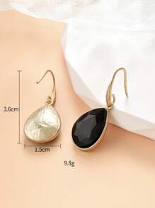 1对欧美风格蓝水晶水滴耳环，时尚优雅耳坠，批发