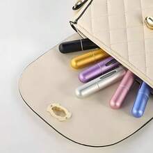 1 Purple 5ml Refillable Aluminum Perfume Bottle, Bottom Push Atomizer, Lipstick Shape With Window, Portable And Suitable For Travel And Airplane Use. - 紫色 - 查看 9