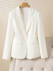 Elegant And Fashionable Solid Color Women's Blazer, Suitable For Casual And Professional Occasions