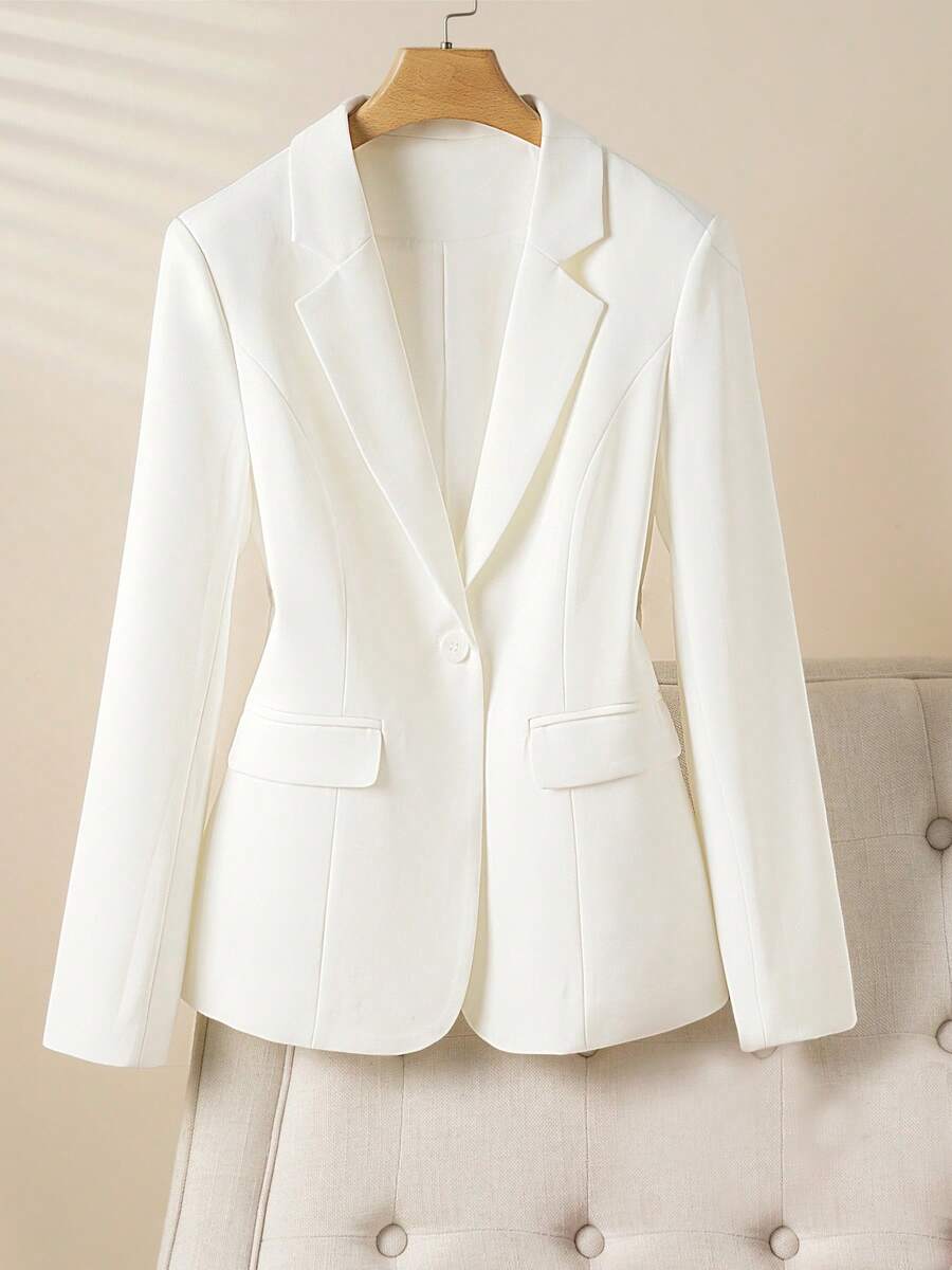 Elegant And Fashionable Solid Color Women's Blazer, Suitable For Casual And Professional Occasions