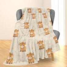 Cozy Floral Highland Cow Print Flannel Throw Blanket - Soft, Warm & Versatile For  , Adds A Modern Touch To Your Home, Creating A Comfortable Bedroom Style.   Suitable For All Seasons, Polyester,    Washable, Machine Washable, Lightweight, Breathable, Comfortable, Warm, Unique,280gsm, Suitable For Him And Her, Suitable For Napping, Camping, Traveling, Family, Daily Life Office Decoration, Birthday Anniversaries, Valentine's Day, Thanksgiving, Christmas, Halloween, Mother's Day, Father's Day, Weddings, New Year Gifts For Her, Him, Family, Boyfriend, Girlfriend Father, Family Member, Mother, Lover, Daughter, Son, Grandfather, Grandmother, Friend,  Classmate And Pet. Sofa,Bed,Car,Bedroom,Living Room,Office, Outdoor Camping, Beach,Wall Decoration Ships From USA - 多色10 - 查看 1
