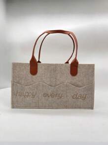 1个毛毡尿布包，奶瓶和尿布收纳袋，手提包，多隔层设计，皮革提手，刻字，针织刺绣图案 - 彩色 - 查看 14