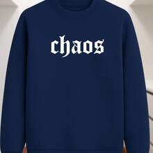 Chaos Crew Neck Sweatshirt Cold Weather Blouse Men's Flannel Coat 100% Cotton