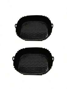 不粘硅胶空气炸锅内衬 8 英寸方形 - 1/2 包可重复使用烘焙垫，适用于 4-7 夸脱炸锅、烘焙纸替代品、必备厨房小工具