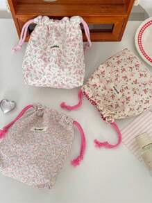 1 pezzo Borsa multifunzione con stampa floreale ditsy, borsa per fotocamera, borsa per il trucco, borsa con coulisse, borsa da viaggio, borsa per il trucco portatile, borsa per prodotti per la cura della pelle, borsa per articoli da toeletta, organizer per gioielli, organizer per rossetti, organizer per oli per le labbra, organizer per smalti, organizer per fermagli per capelli, portafoglio, elementi essenziali da viaggio, elementi essenziali per dormitorio, regali di compleanno, regali per damigelle, regali per la mamma, regali per insegnanti, regali di San Valentino