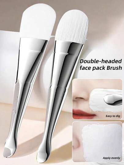 New 2 Packs Facial Mask Brush Double-Headed Silicone Soft-Hair Skin Care Brush Mud Mask Brush With Spoon Beauty Product Facial Brush Tool Facial Mask Knife Double-Headed Silicone Facial Mask Brush Mud Mask Face Homemade Soft Mask Tool Special Brush, Facial Mask Brush Transparent Facial Mask Brush Makeup Brush Facial Mask Eye Mask Application Tool And DIY Needs