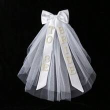 婚礼新娘头纱，“准新娘”头纱，单身派对蝴蝶结头纱，情人节配饰