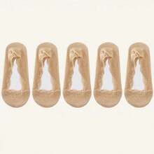 5双/套花卉蕾丝网眼袜，柔软透气低帮隐形袜，女士长袜和袜子 - 彩色 - 查看 15