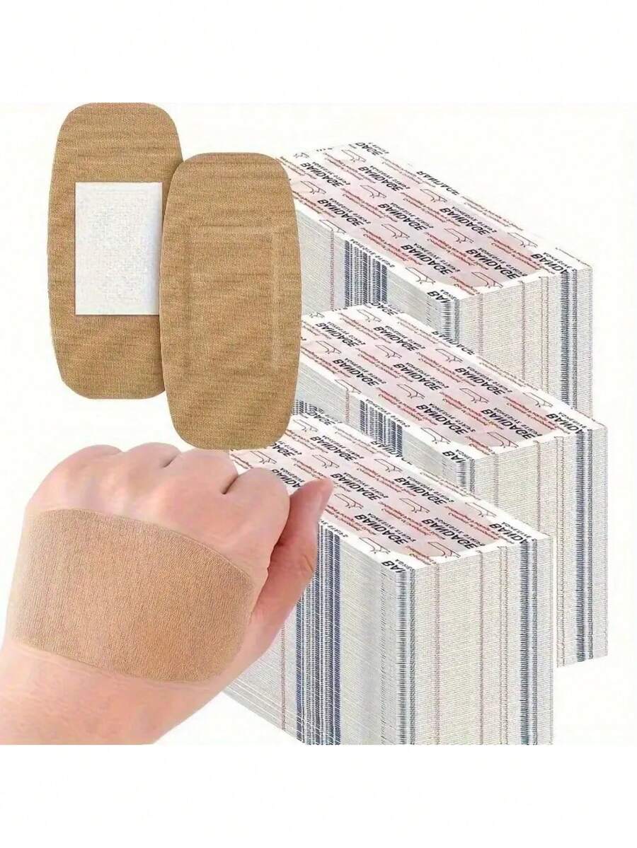 50pcs Extra Large Bandages - Breathable Wound Pads, Suitable For Outdoor First Aid And Sports Injuries, Emergency Wound Dressing, Using Low-Allergenic Adhesive, Providing Strong Protection For Daily Care, Can Be Put In First Aid Kit - Brown - View 1