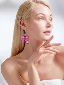 Bông tai chủ đề giáo viên, nơ hồng và bút chì, in tên cá nhân hóa, bông tai acrylic hình bút chì dễ thương kiểu trường học, bông tai móc acrylic, in độ phân giải cao, chữ/tên tùy chỉnh, thiết kế nơ hồng và bút chì, nhẹ, dễ mang theo, dành cho giáo viên, nhân viên nhà trường, người mua quà tặng, phụ huynh, Ngày Nhà giáo, Mùa tốt nghiệp, đeo hàng ngày, tặng quà, trang sức trường học - Nhiều màu - Xem 4