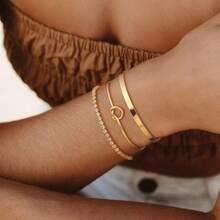 Kit Of 3 Luxury Women's Bracelets: Heart Knot Bracelet + Glitter Bracelet + Zirconia Bracelet - 金色 - 查看 2