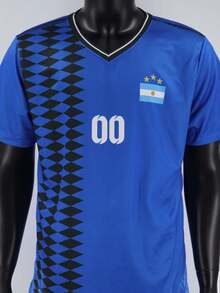 潘帕斯雄鹰阿根廷定制图案和标志、姓名和号码男女通用足球球衣，透气速干运动 T 恤，适合羽毛球、排球和足球训练 - 彩色 - 查看 5